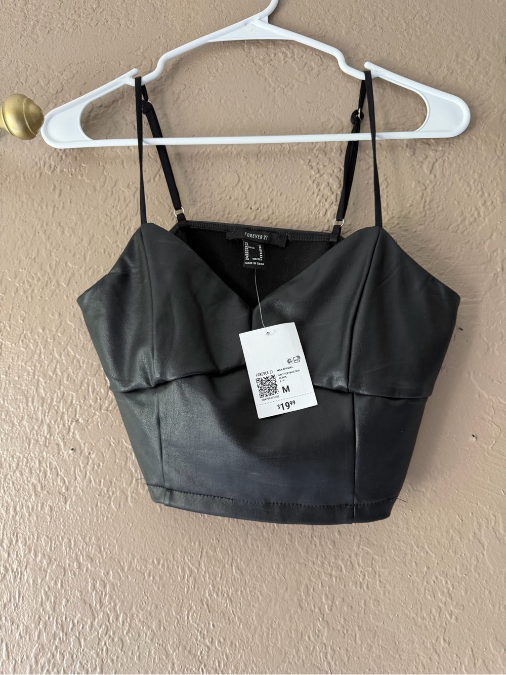 Forever 21 Black Faux Leather Cropped Cami